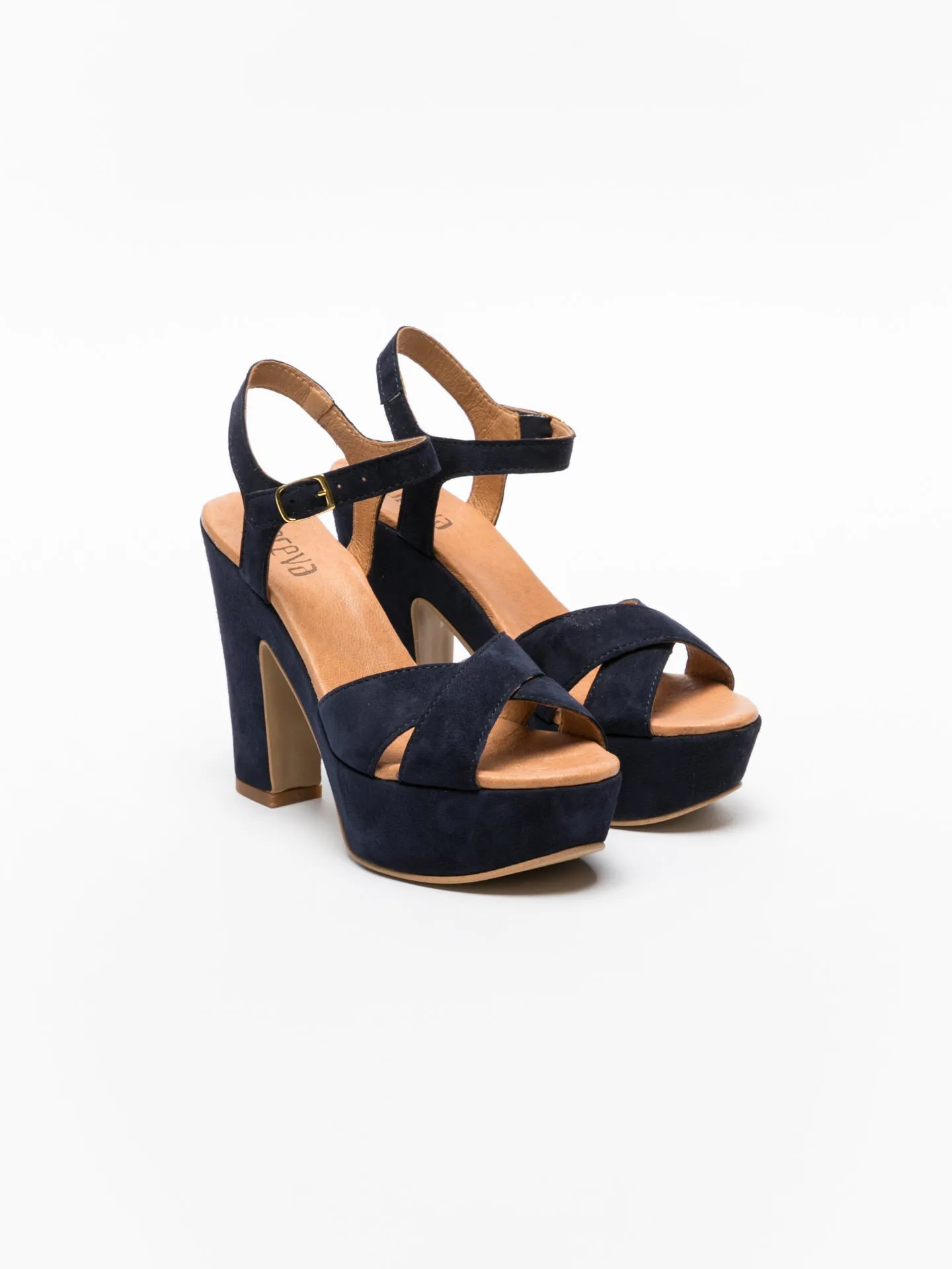 Blue Chunky Heel Sandals