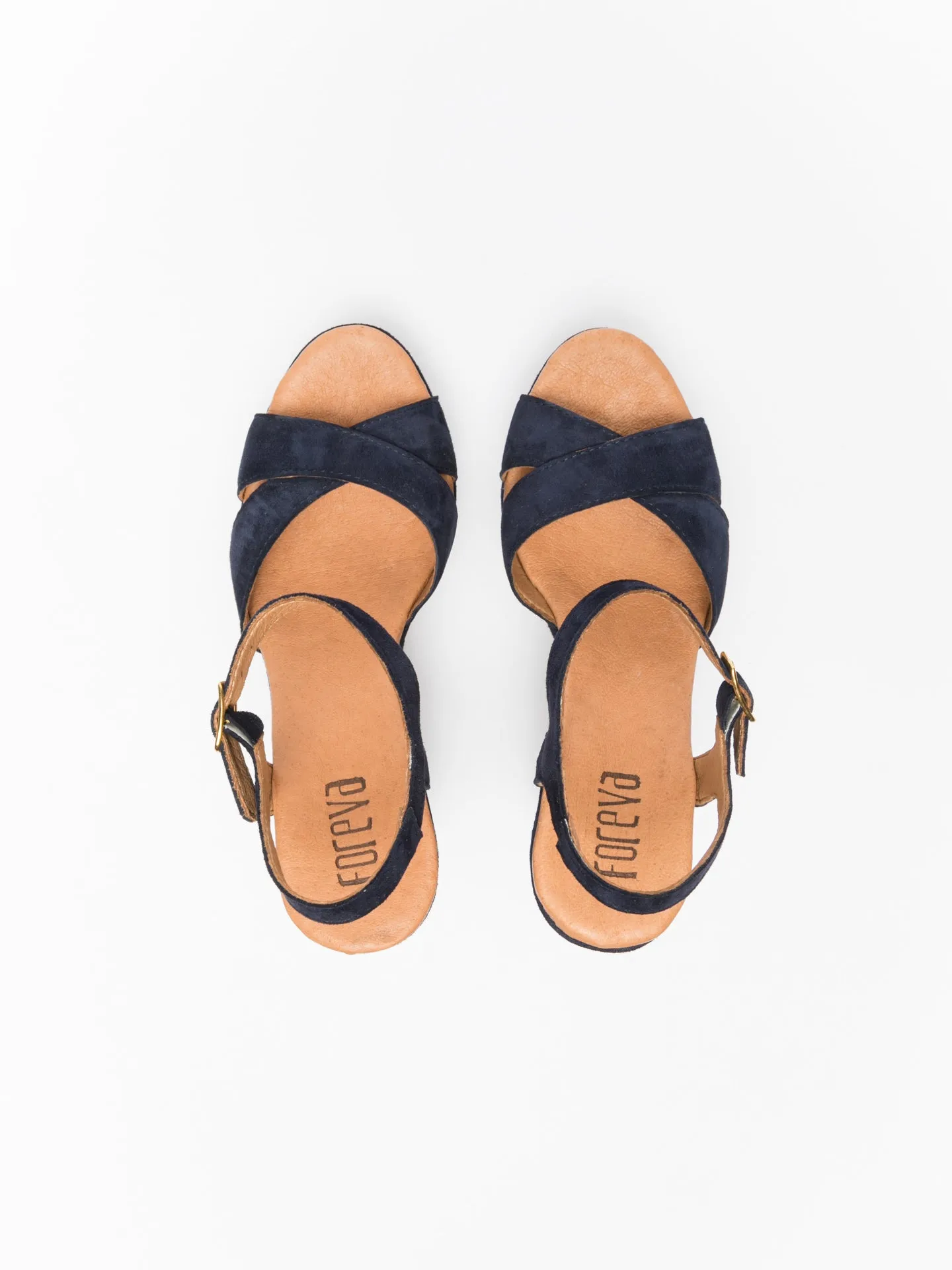 Blue Chunky Heel Sandals