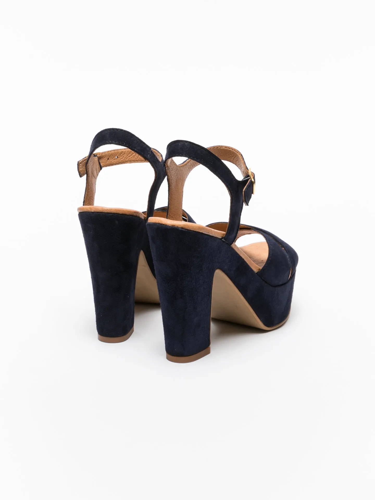 Blue Chunky Heel Sandals