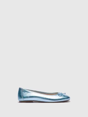 Blue Round Toe Ballerinas