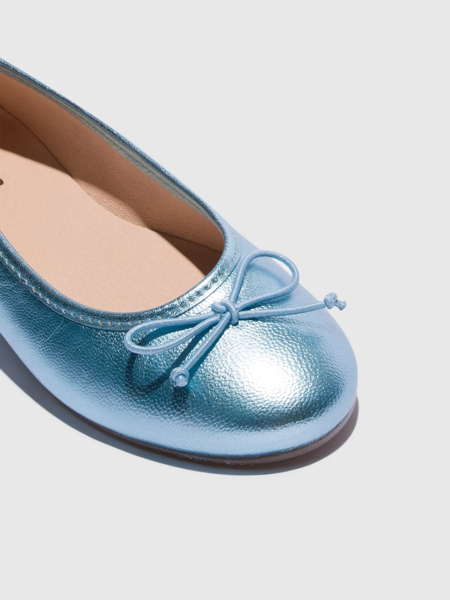 Blue Round Toe Ballerinas