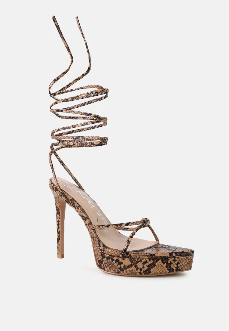 bondage high heel lace up sandals