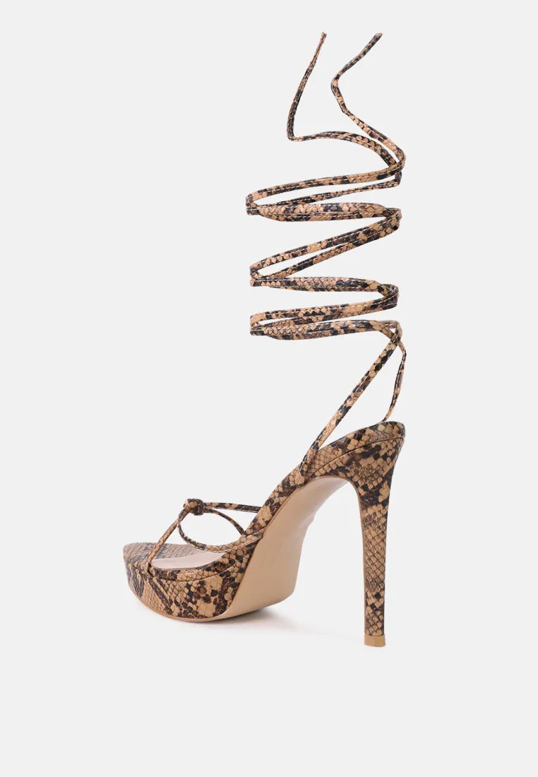 bondage high heel lace up sandals