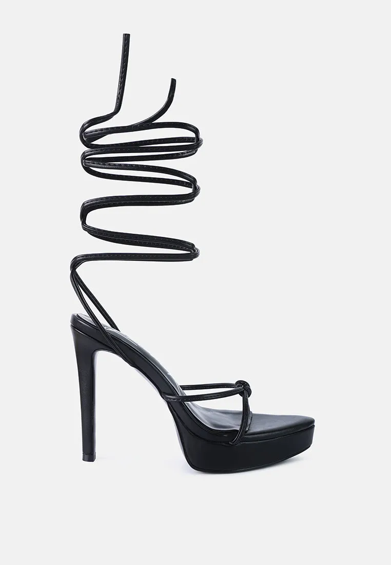 bondage high heel lace up sandals