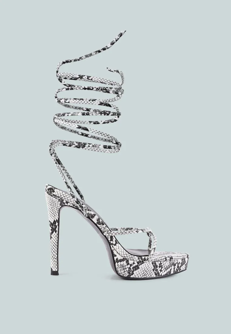 bondage high heel lace up sandals
