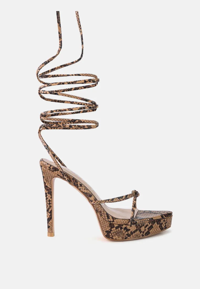 bondage high heel lace up sandals