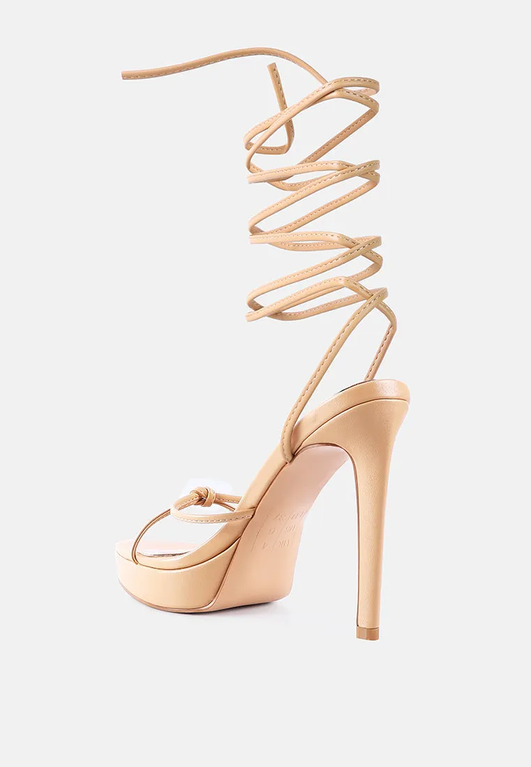 bondage high heel lace up sandals