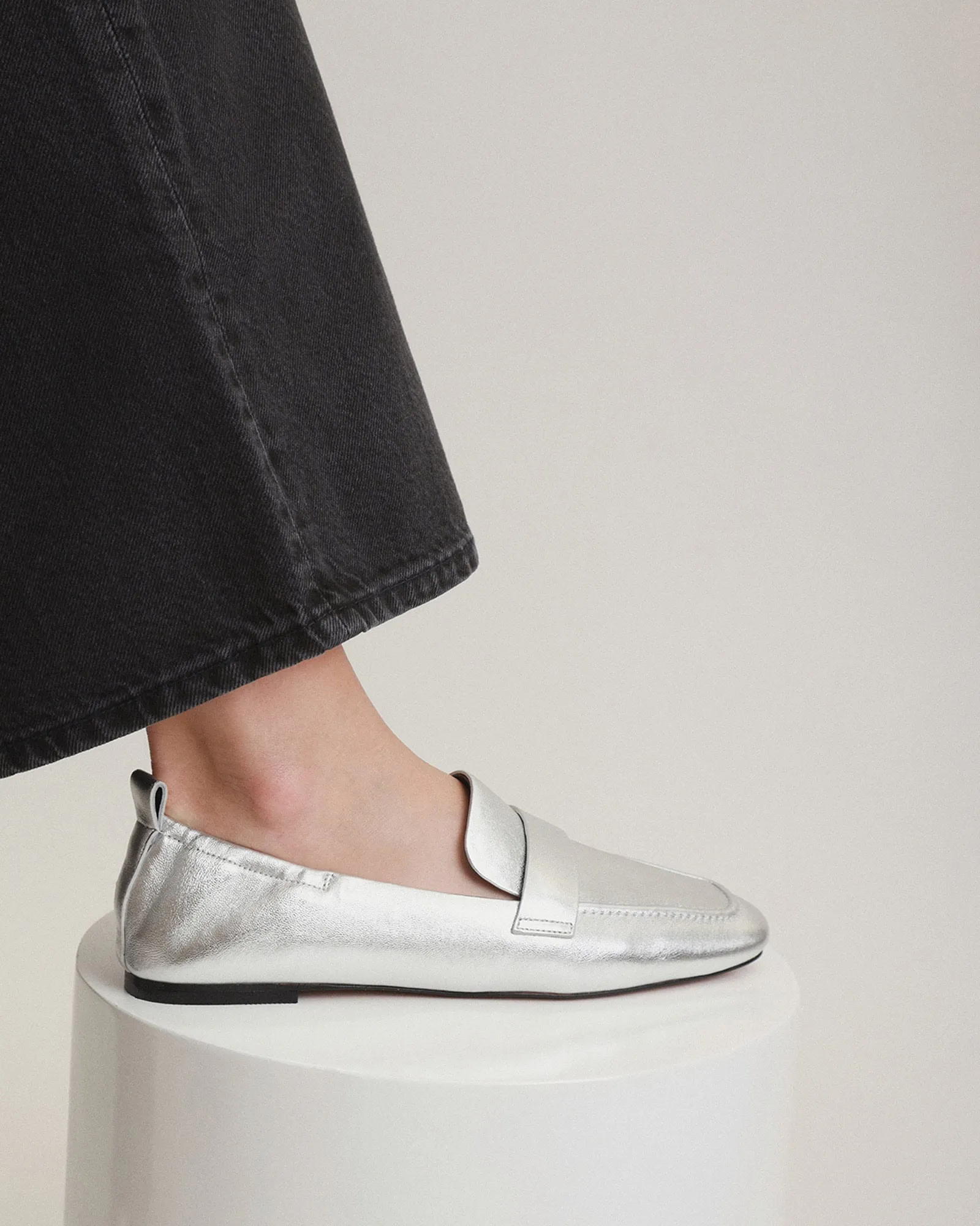 BOWEN LOAFERS SILVER LEATHER Jo Mercer