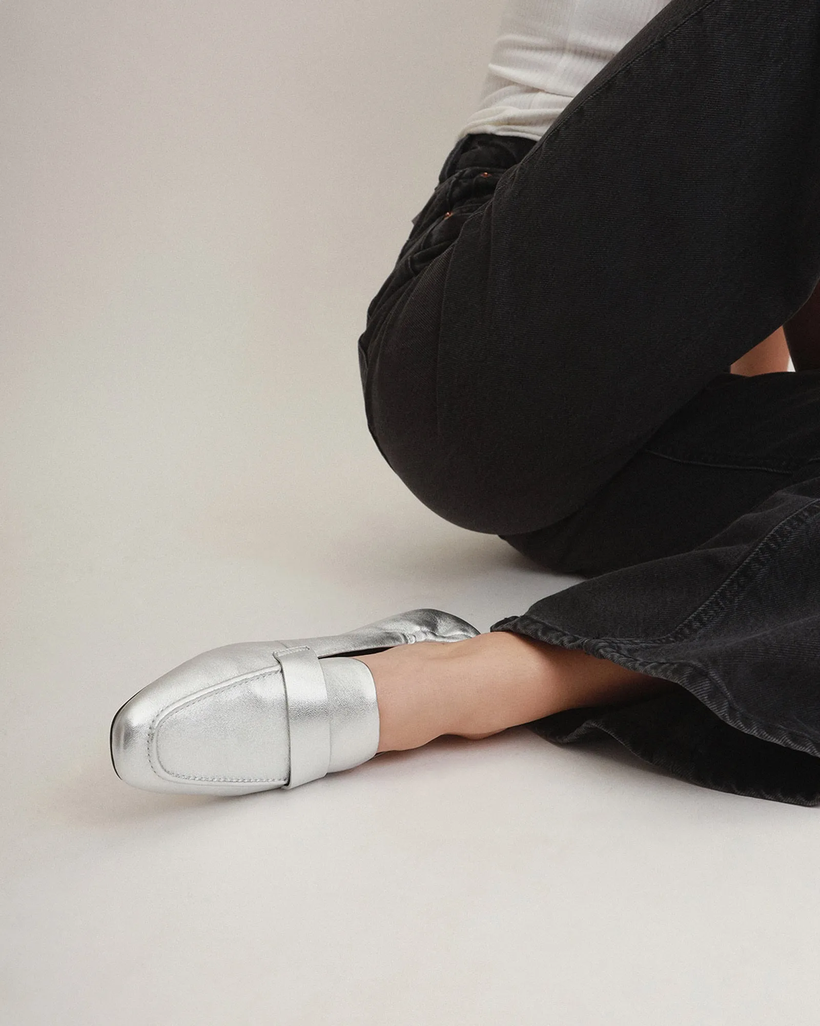 BOWEN LOAFERS SILVER LEATHER Jo Mercer
