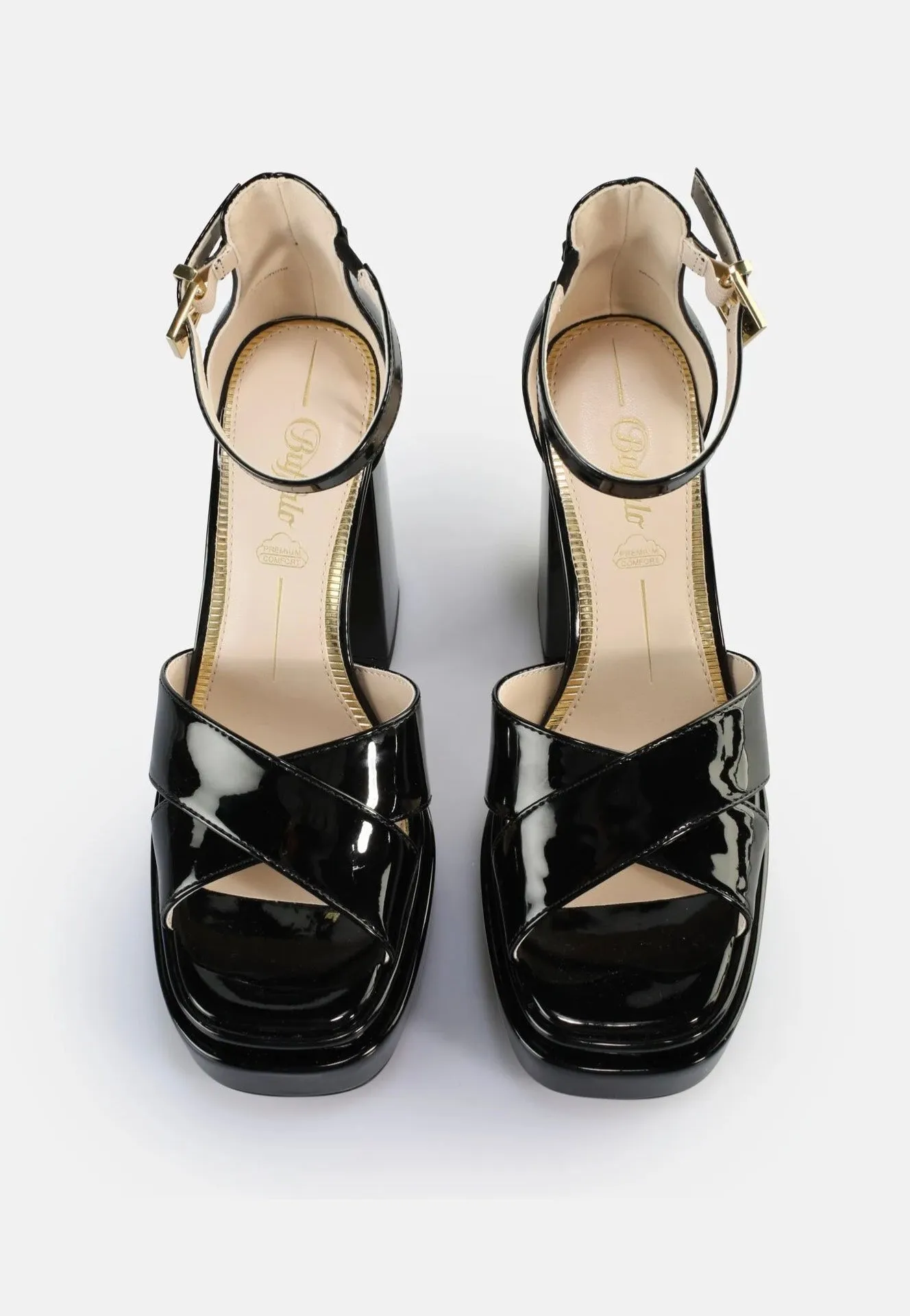 Buffalo - May Cross Vegan Patent Black - Heels