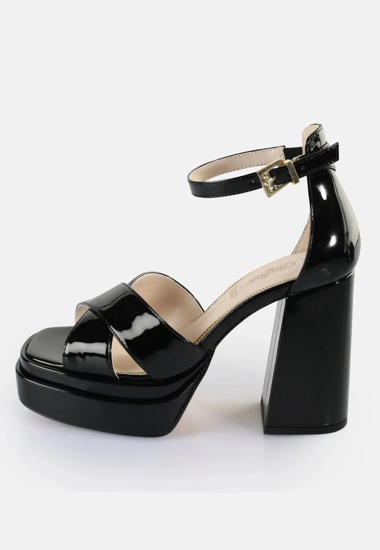 Buffalo - May Cross Vegan Patent Black - Heels