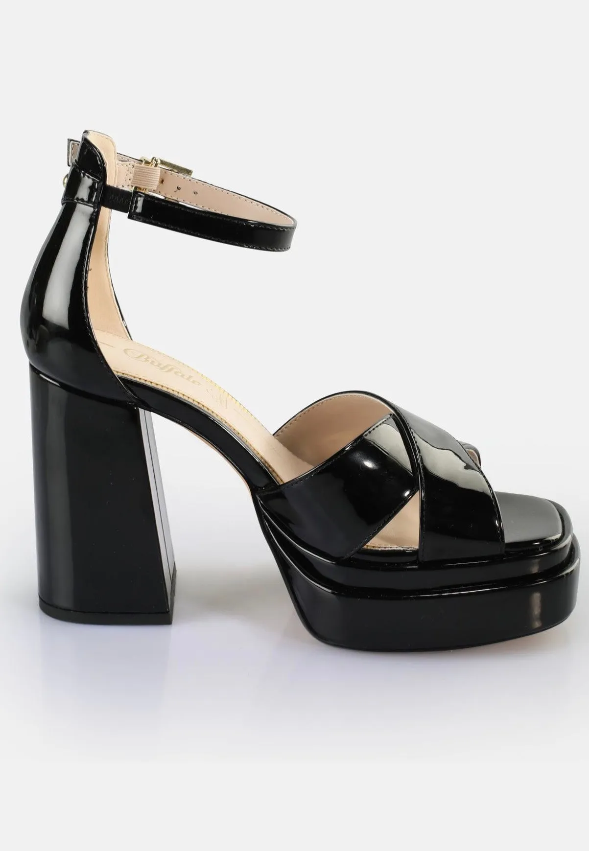 Buffalo - May Cross Vegan Patent Black - Heels