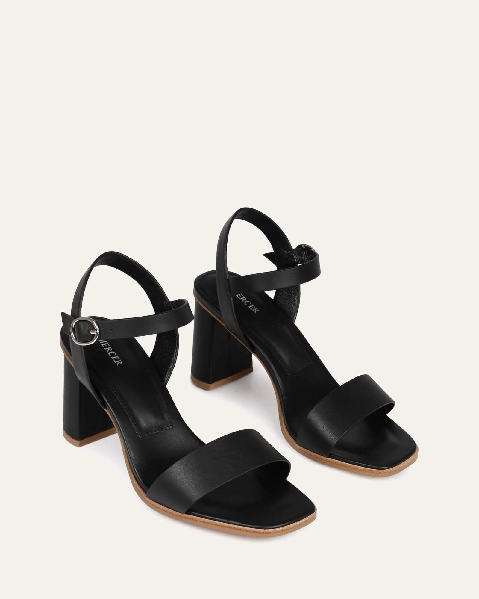CALAIS HIGH HEEL SANDALS BLACK LEATHER Jo Mercer