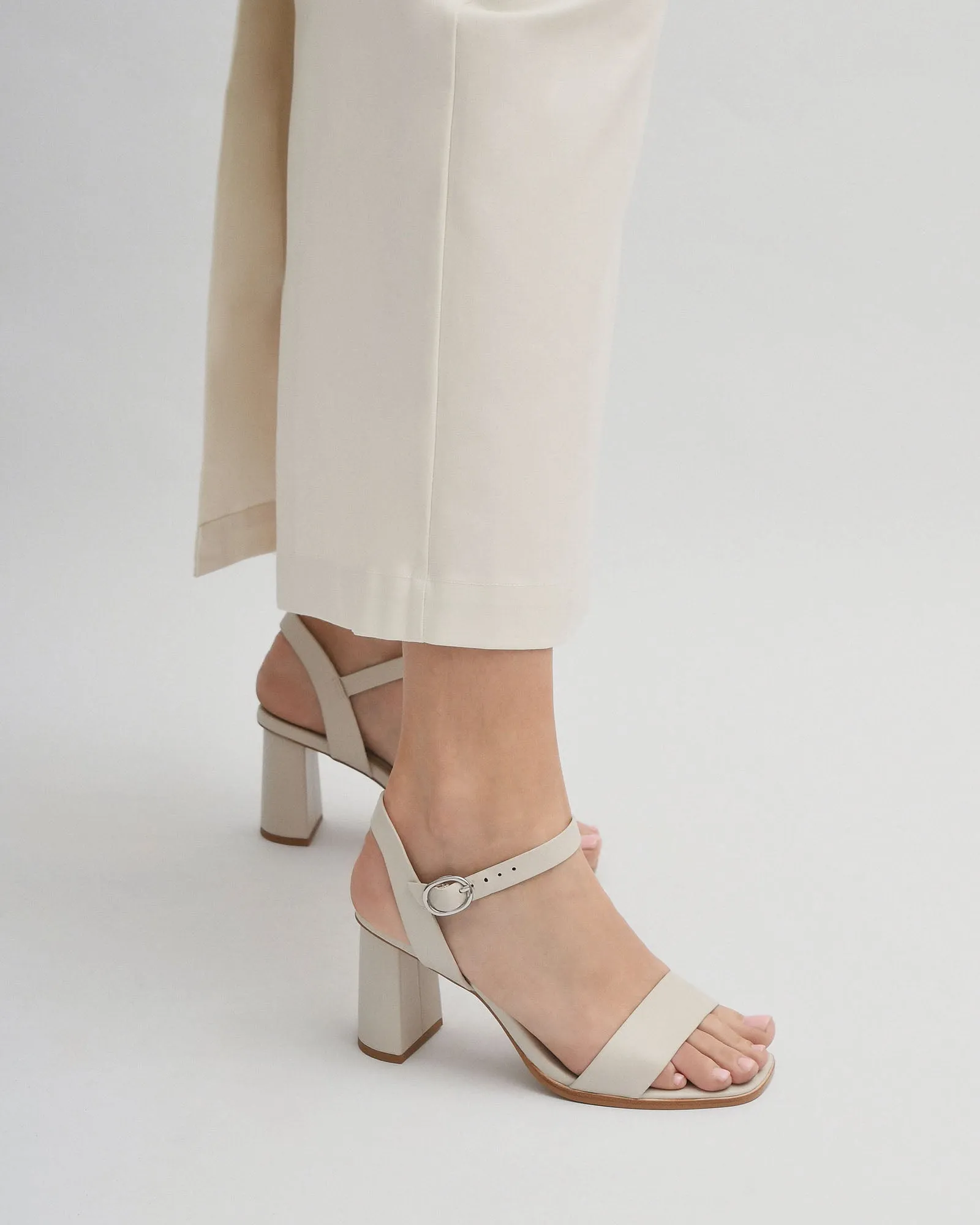 CALAIS HIGH HEEL SANDALS BONE LEATHER Jo Mercer