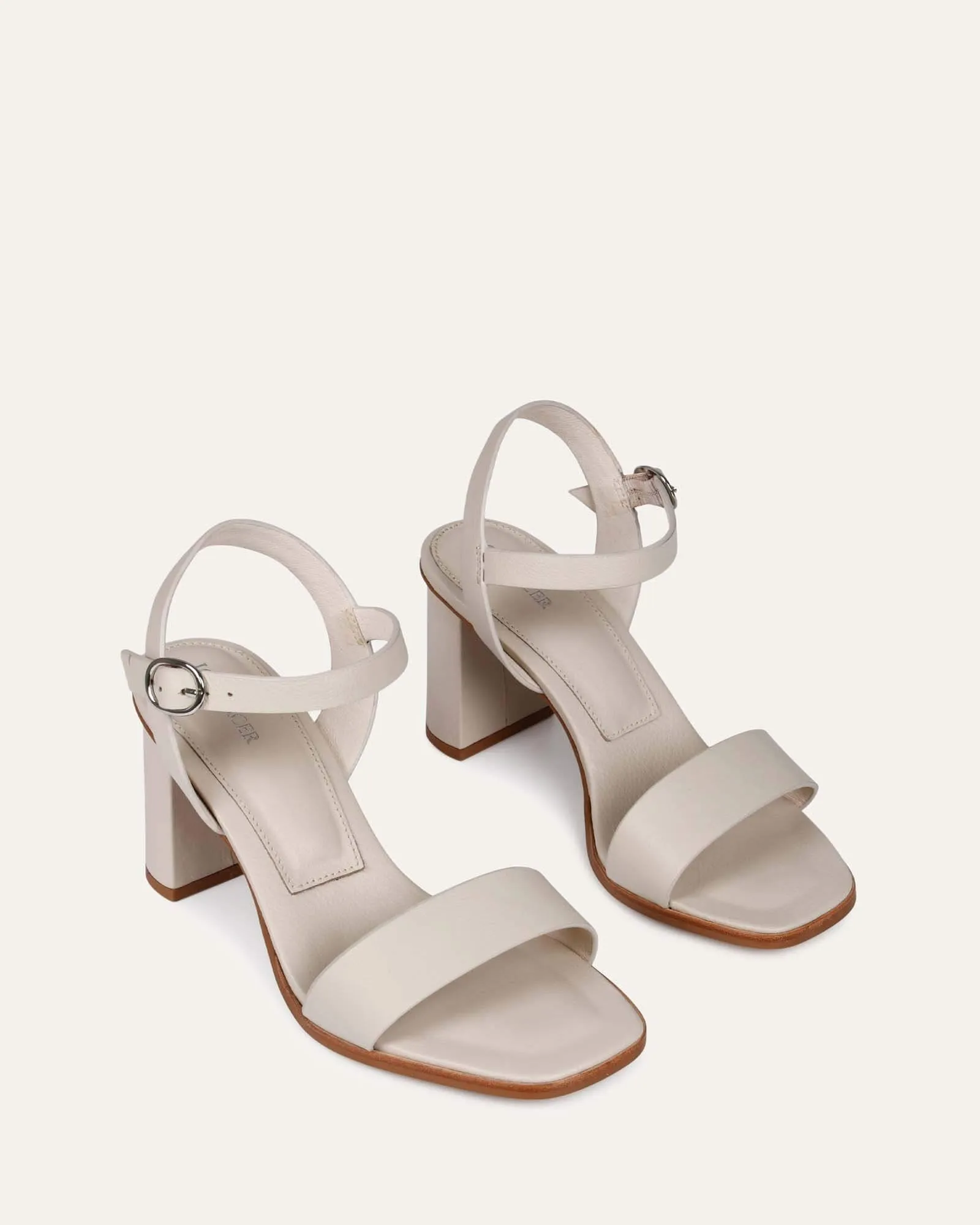 CALAIS HIGH HEEL SANDALS BONE LEATHER Jo Mercer