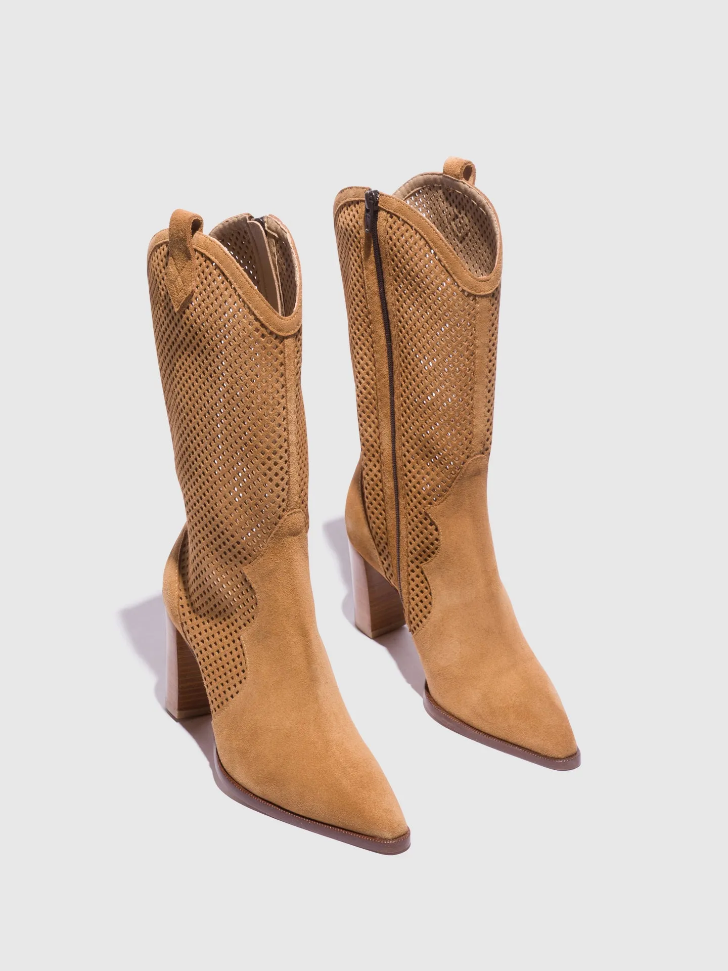 Camel Zip Up Boots