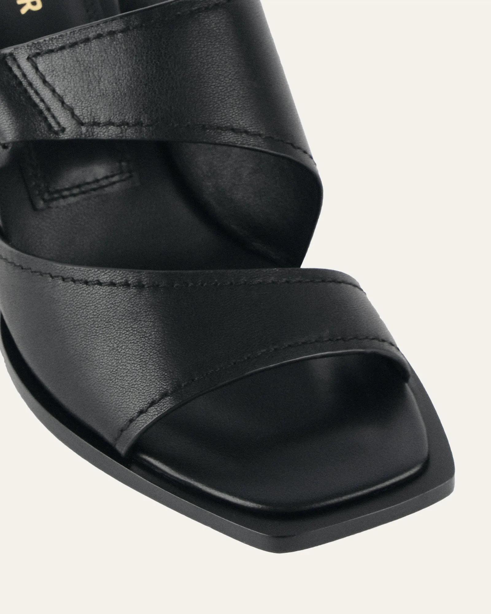 CAMMY MID HEEL SANDALS BLACK LEATHER Jo Mercer
