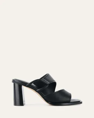 CAMMY MID HEEL SANDALS BLACK LEATHER Jo Mercer