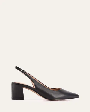 CARA LOW HEELS BLACK LEATHER Jo Mercer