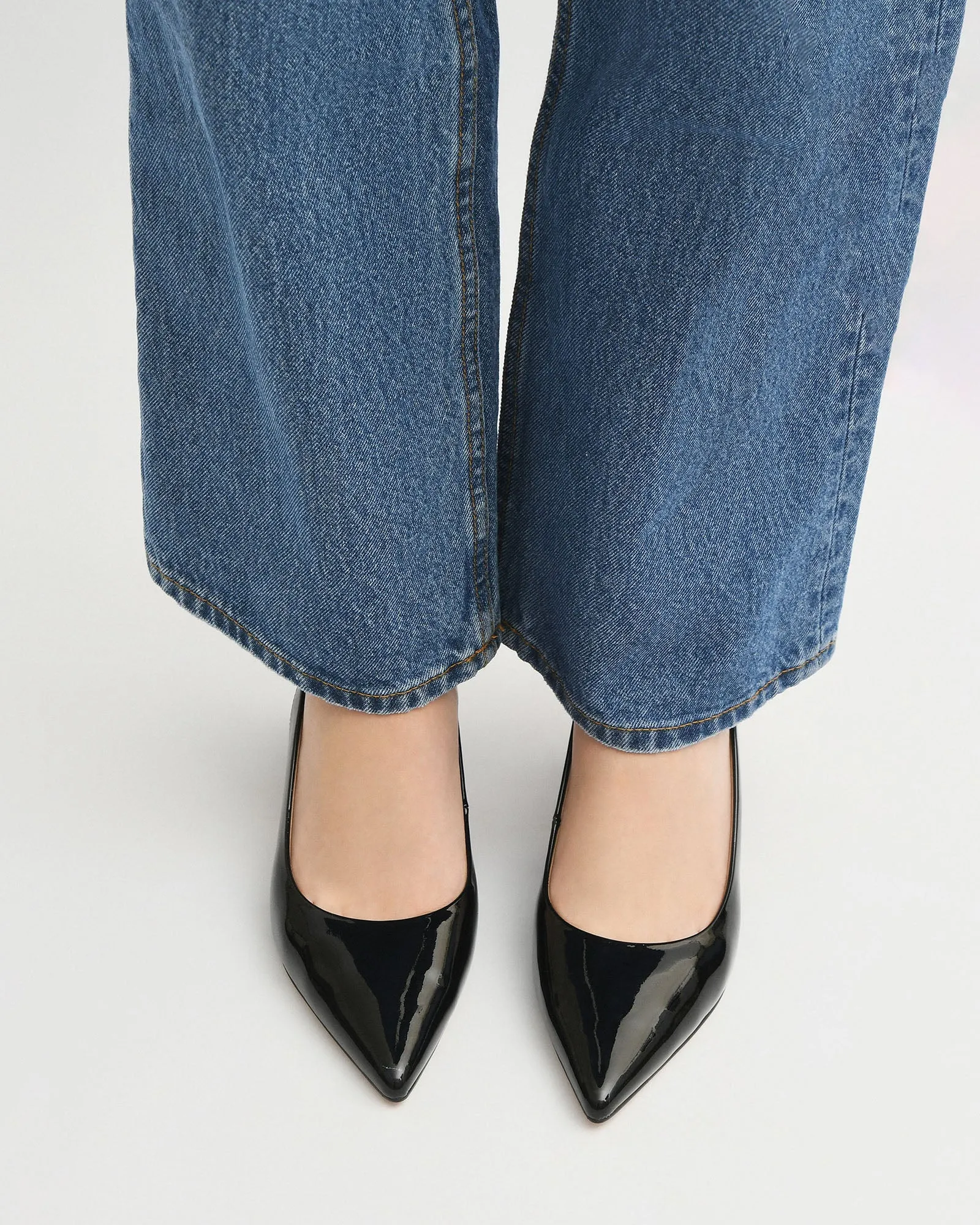 CARA LOW HEELS BLACK LEATHER Jo Mercer