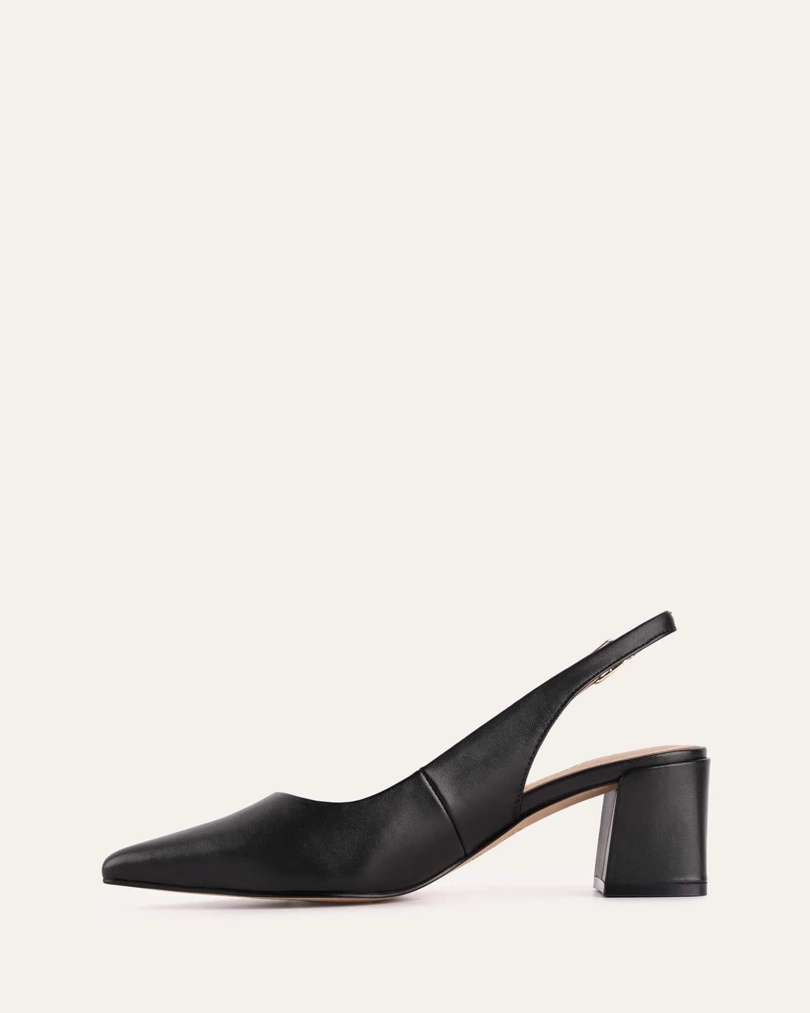 CARA LOW HEELS BLACK LEATHER Jo Mercer