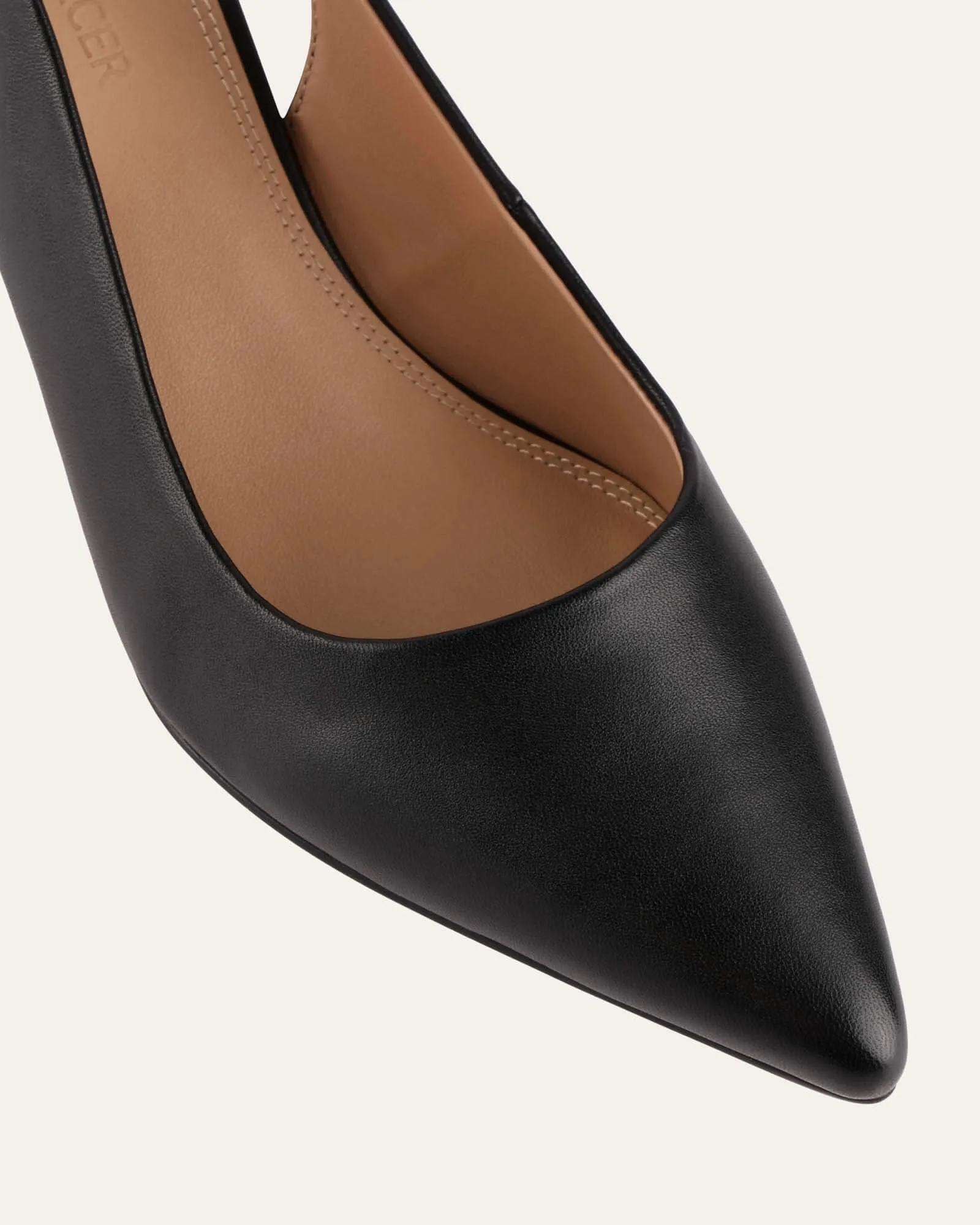 CARA LOW HEELS BLACK LEATHER Jo Mercer