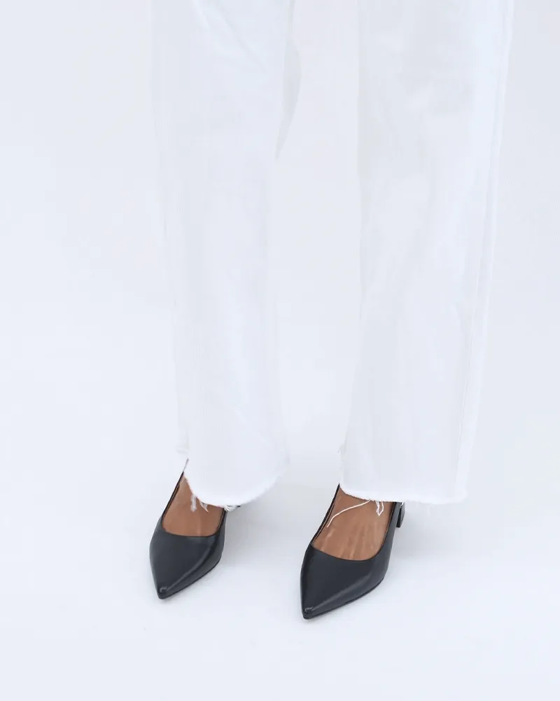 CARA LOW HEELS BLACK LEATHER Jo Mercer