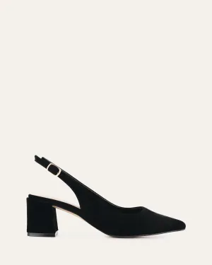 CARA LOW HEELS BLACK SUEDE Jo Mercer