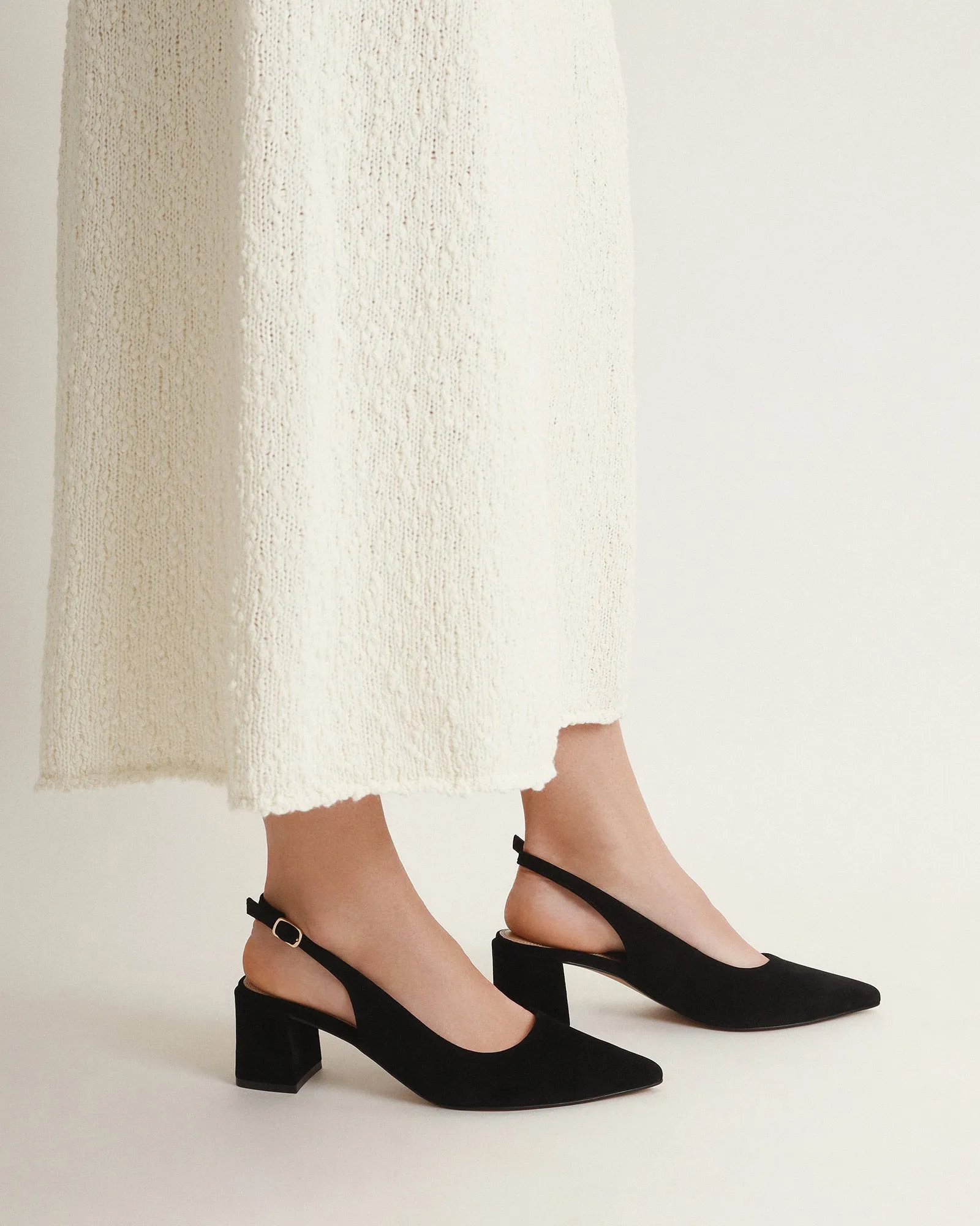 CARA LOW HEELS BLACK SUEDE Jo Mercer