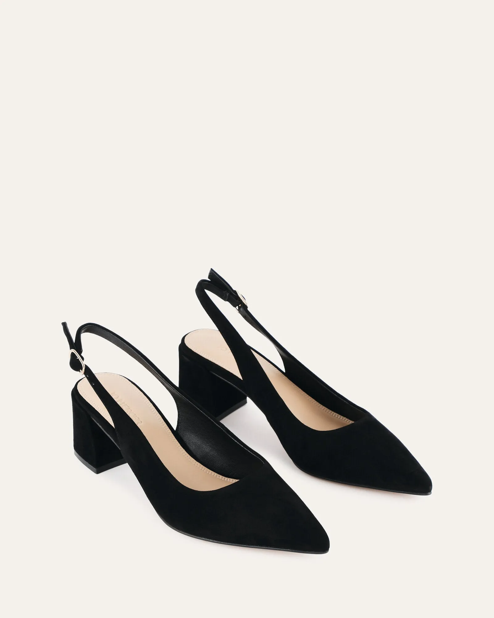 CARA LOW HEELS BLACK SUEDE Jo Mercer