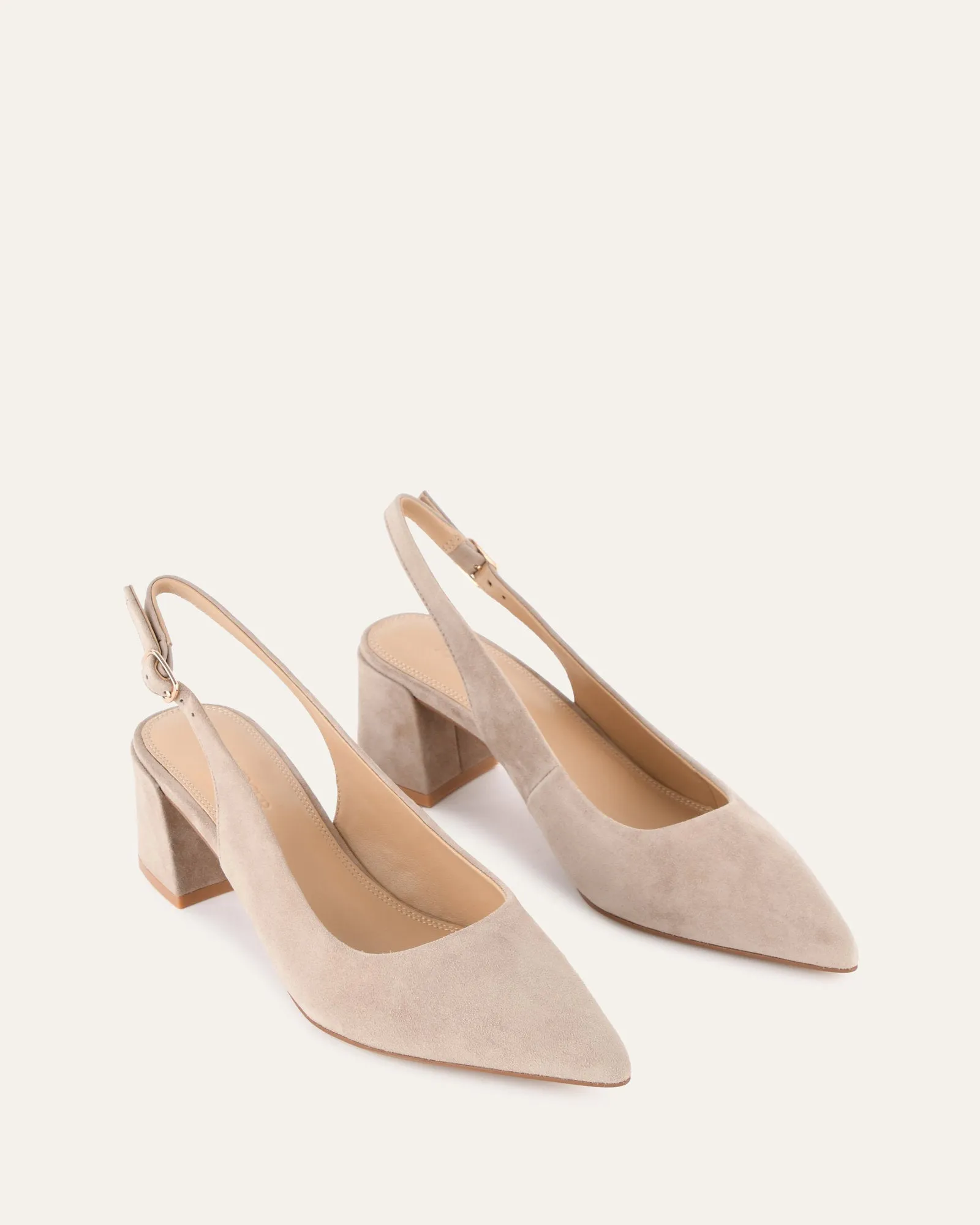CARA LOW HEELS MUSHROOM SUEDE Jo Mercer