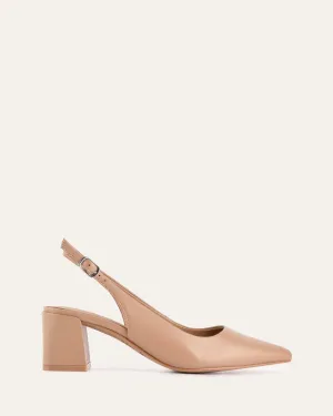 CARA LOW HEELS TAN LEATHER Jo Mercer