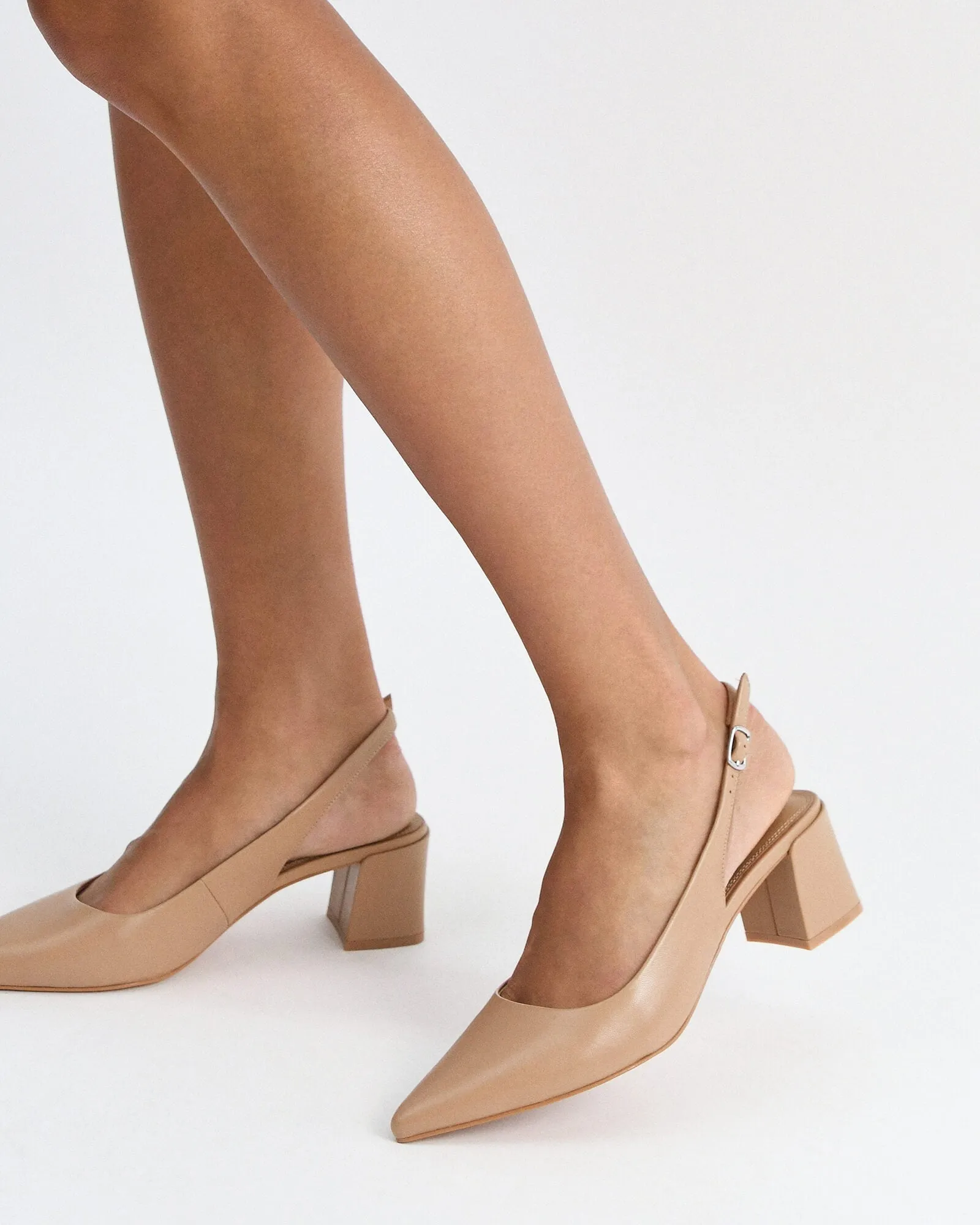 CARA LOW HEELS TAN LEATHER Jo Mercer