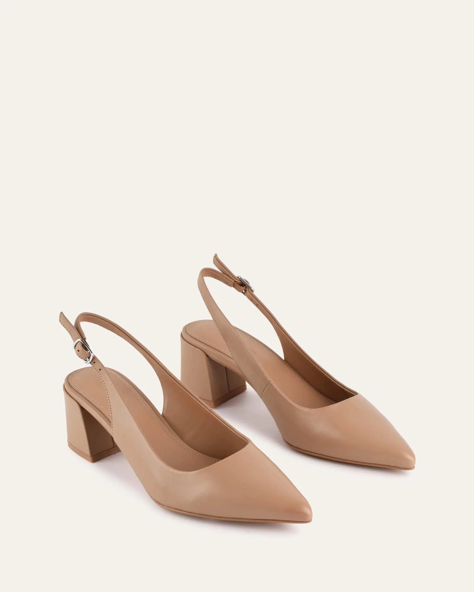 CARA LOW HEELS TAN LEATHER Jo Mercer