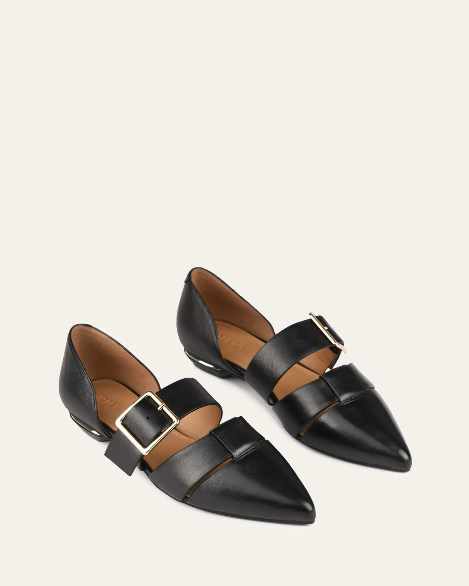 CARLA DRESS FLATS BLACK LEATHER Jo Mercer