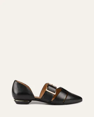 CARLA DRESS FLATS BLACK LEATHER Jo Mercer