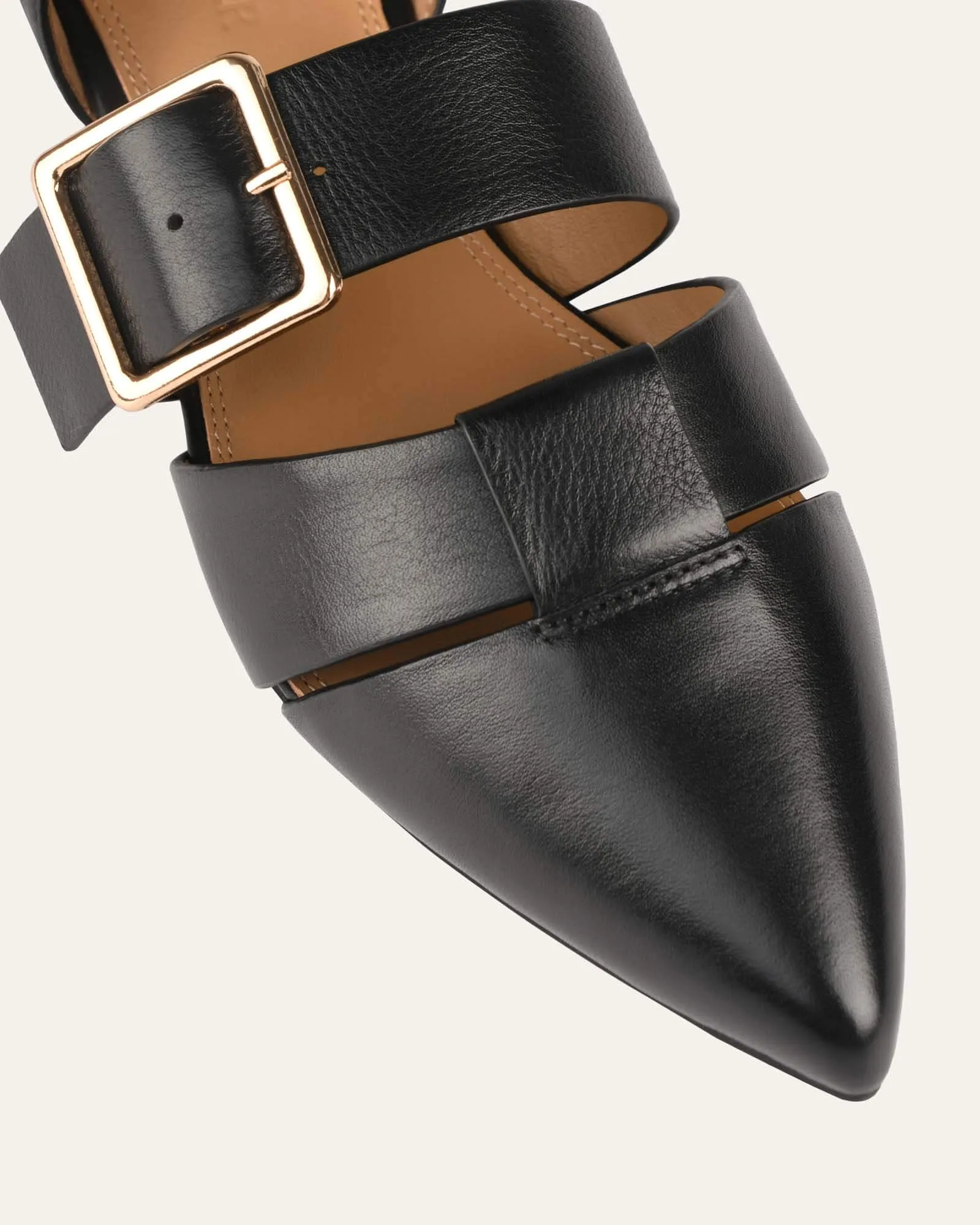 CARLA DRESS FLATS BLACK LEATHER Jo Mercer