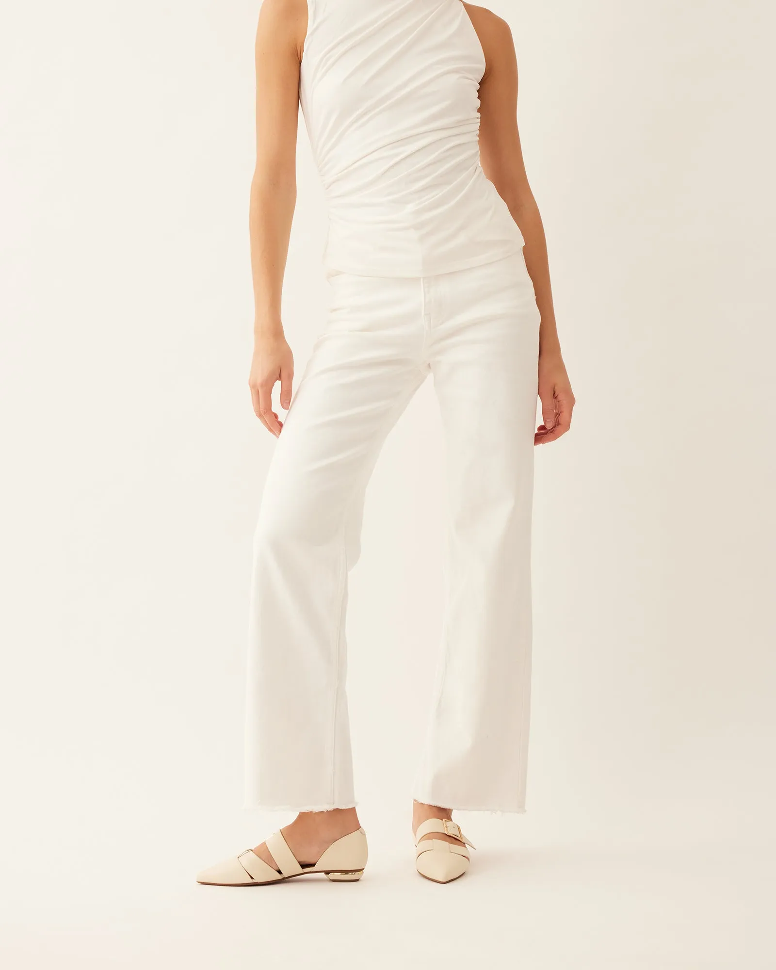 CARLA DRESS FLATS OFF WHITE LEATHER Jo Mercer