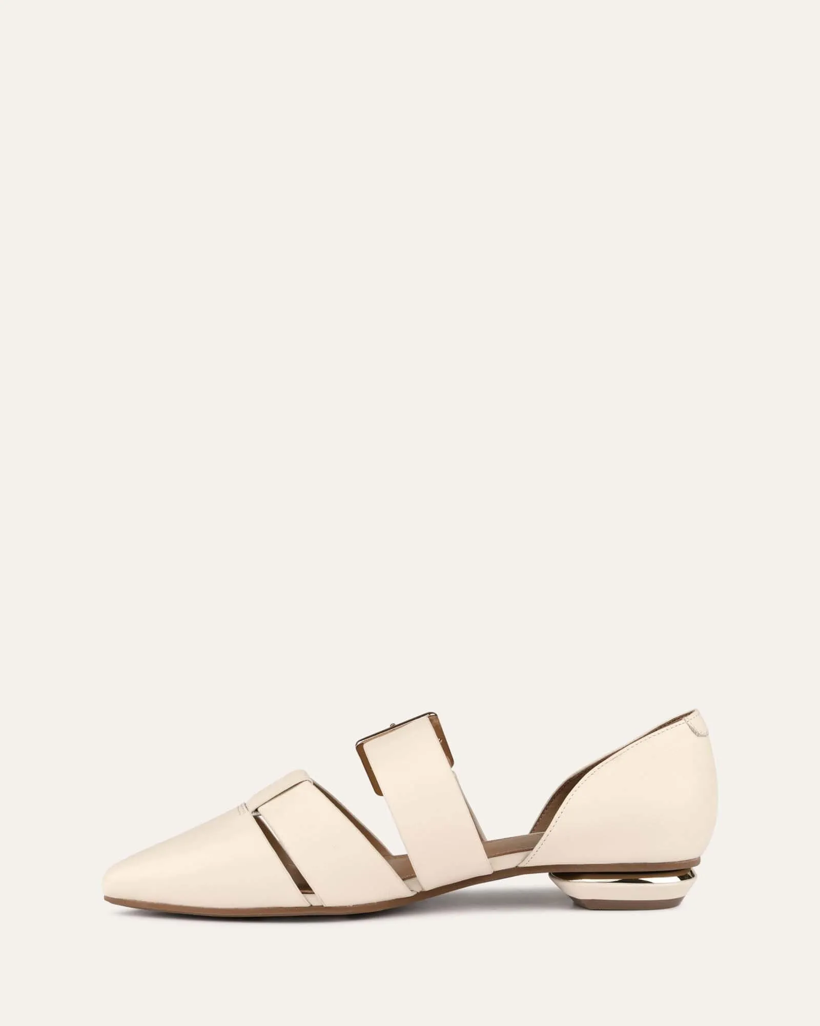 CARLA DRESS FLATS OFF WHITE LEATHER Jo Mercer