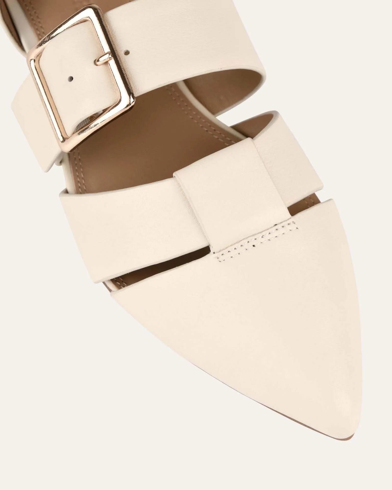CARLA DRESS FLATS OFF WHITE LEATHER Jo Mercer