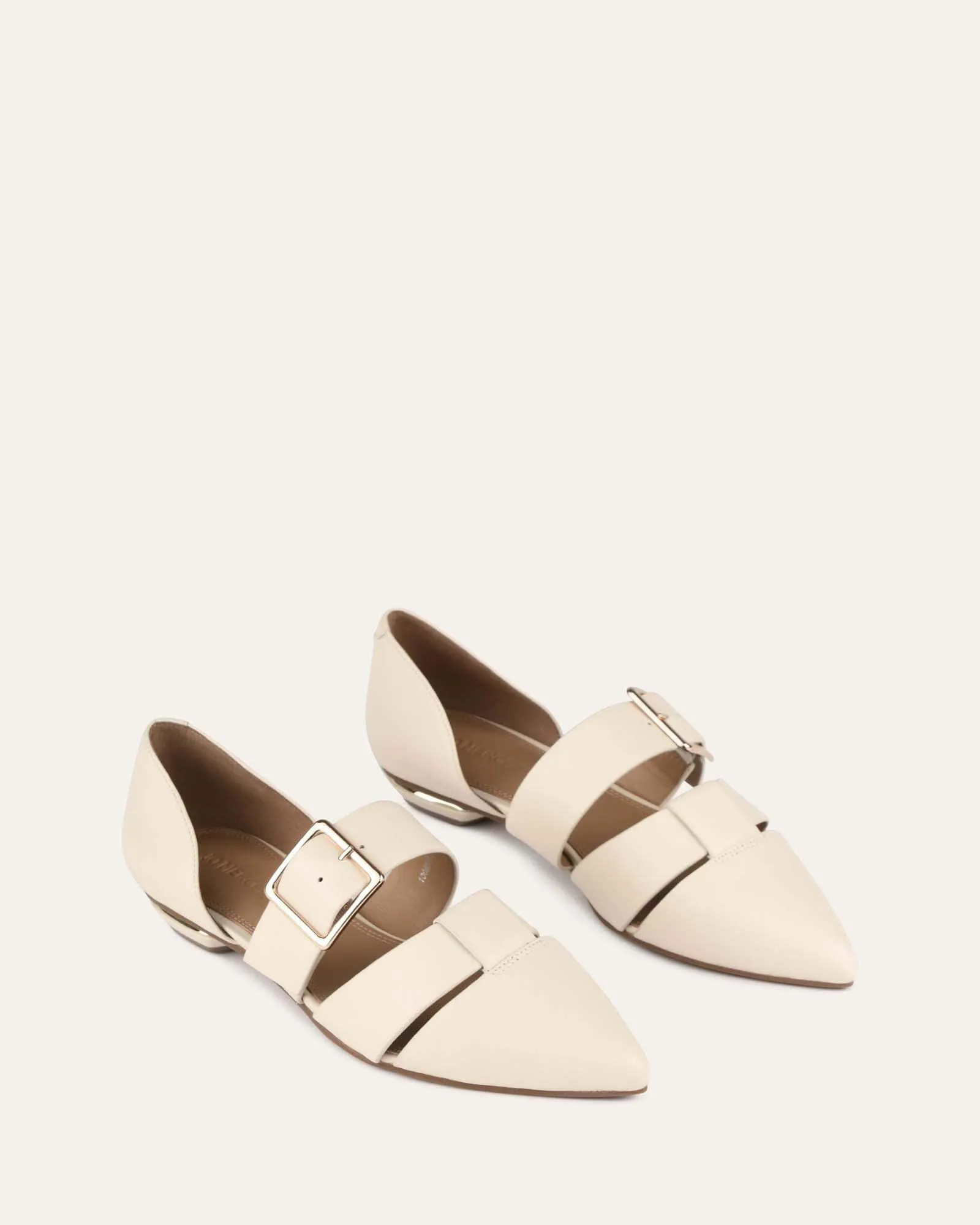 CARLA DRESS FLATS OFF WHITE LEATHER Jo Mercer