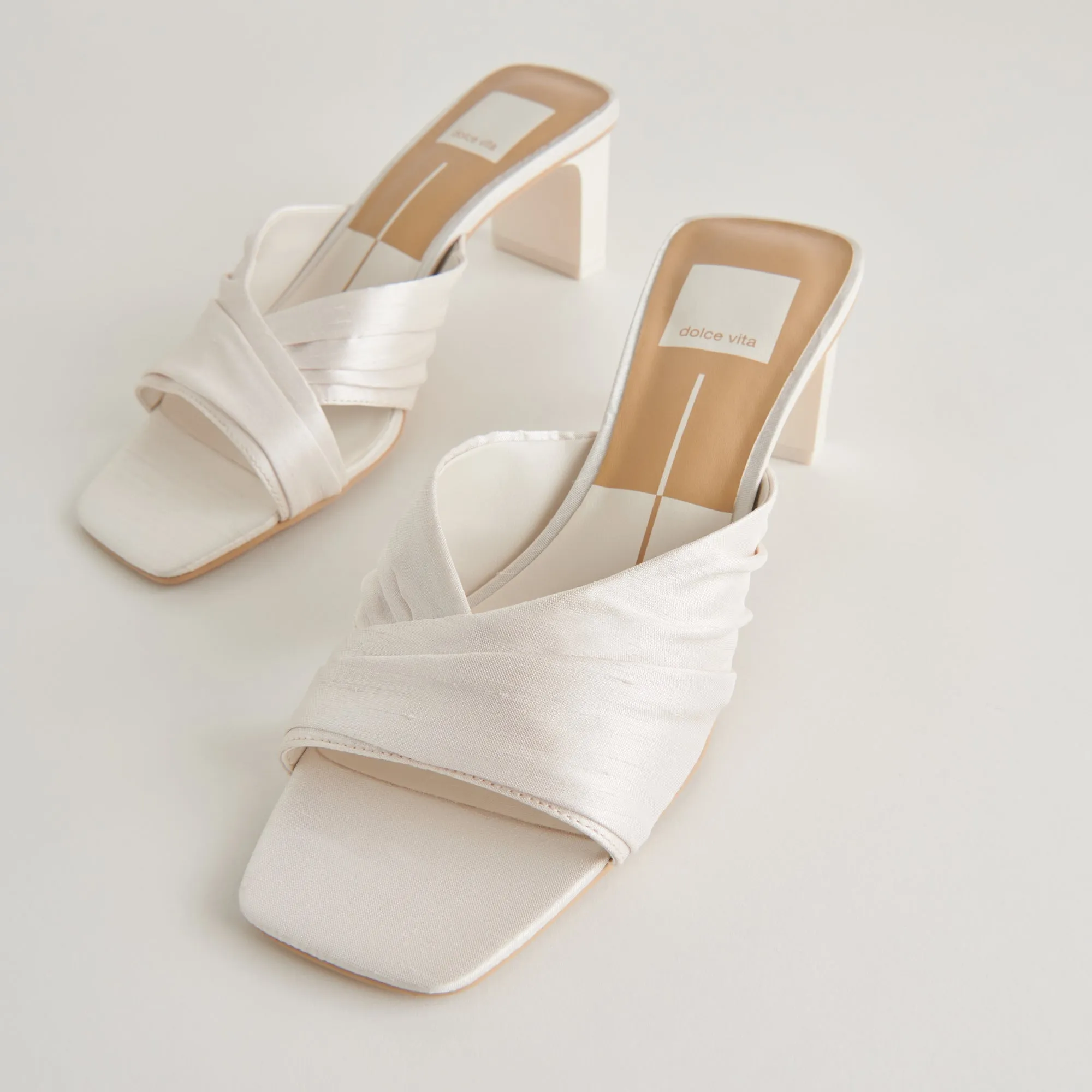 CARLAN HEELS OFF WHITE SILK Dolce Vita