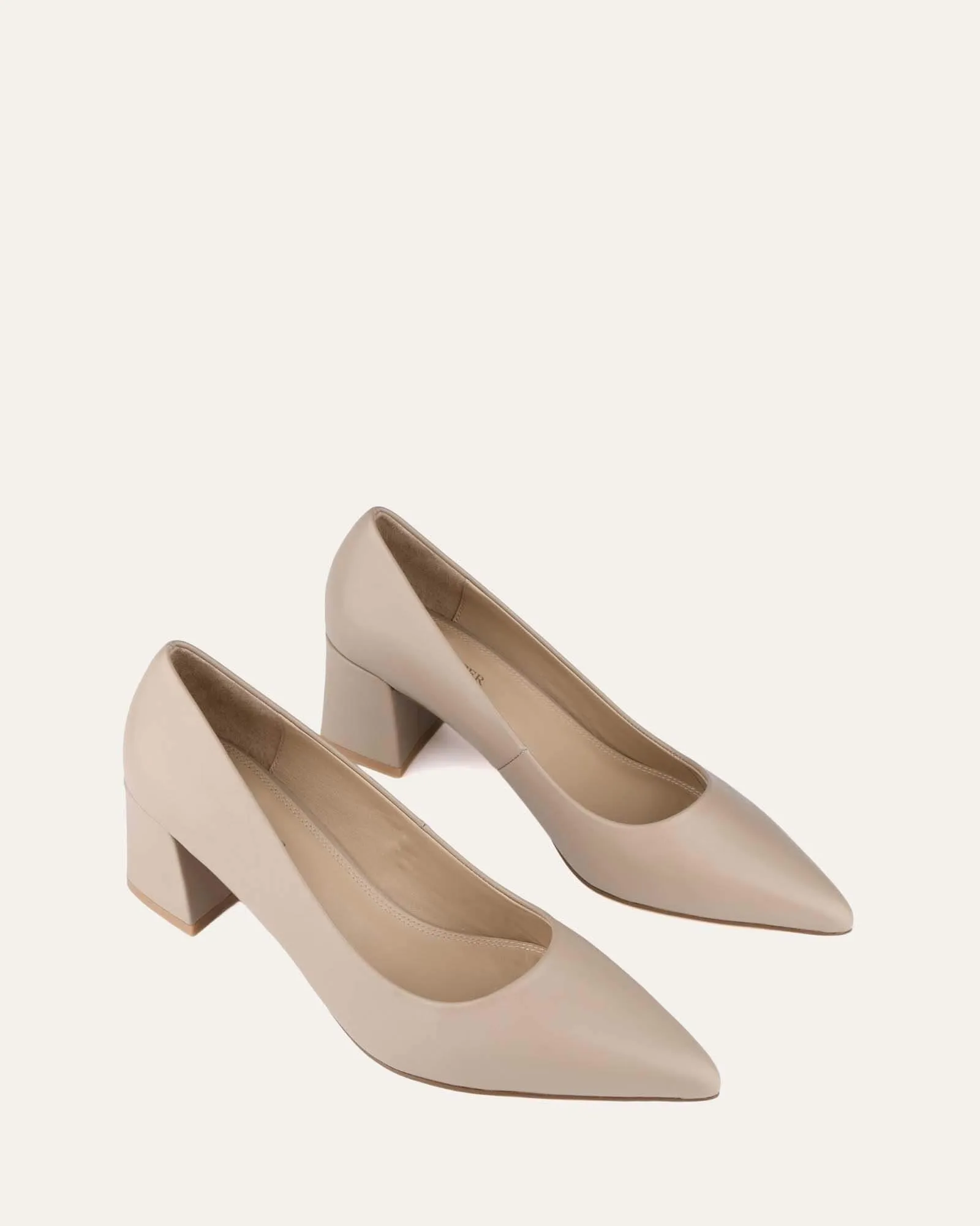 CARRINGTON LOW HEELS TAUPE LEATHER Jo Mercer