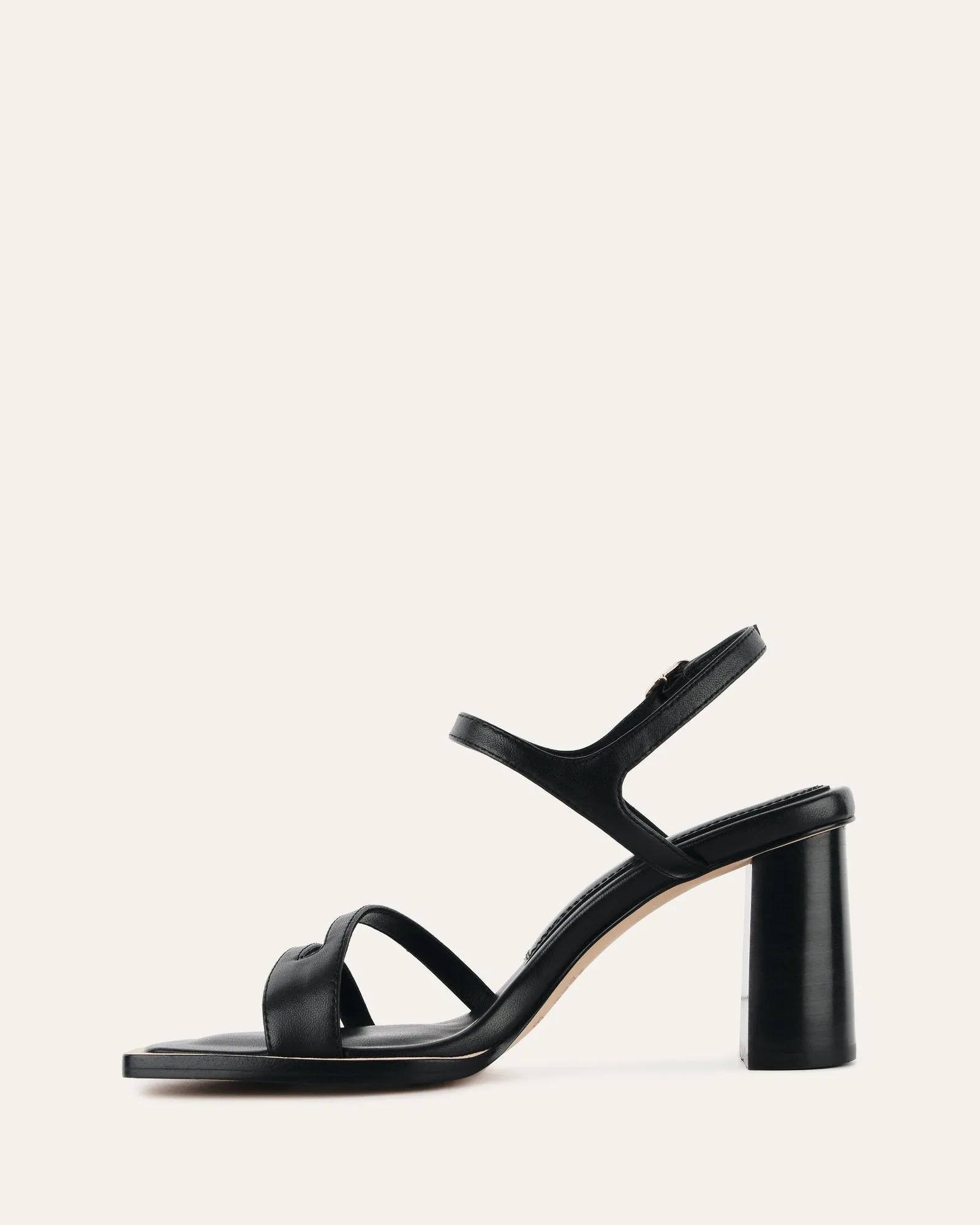 CASEY HIGH HEEL SANDAL BLACK LEATHER Jo Mercer