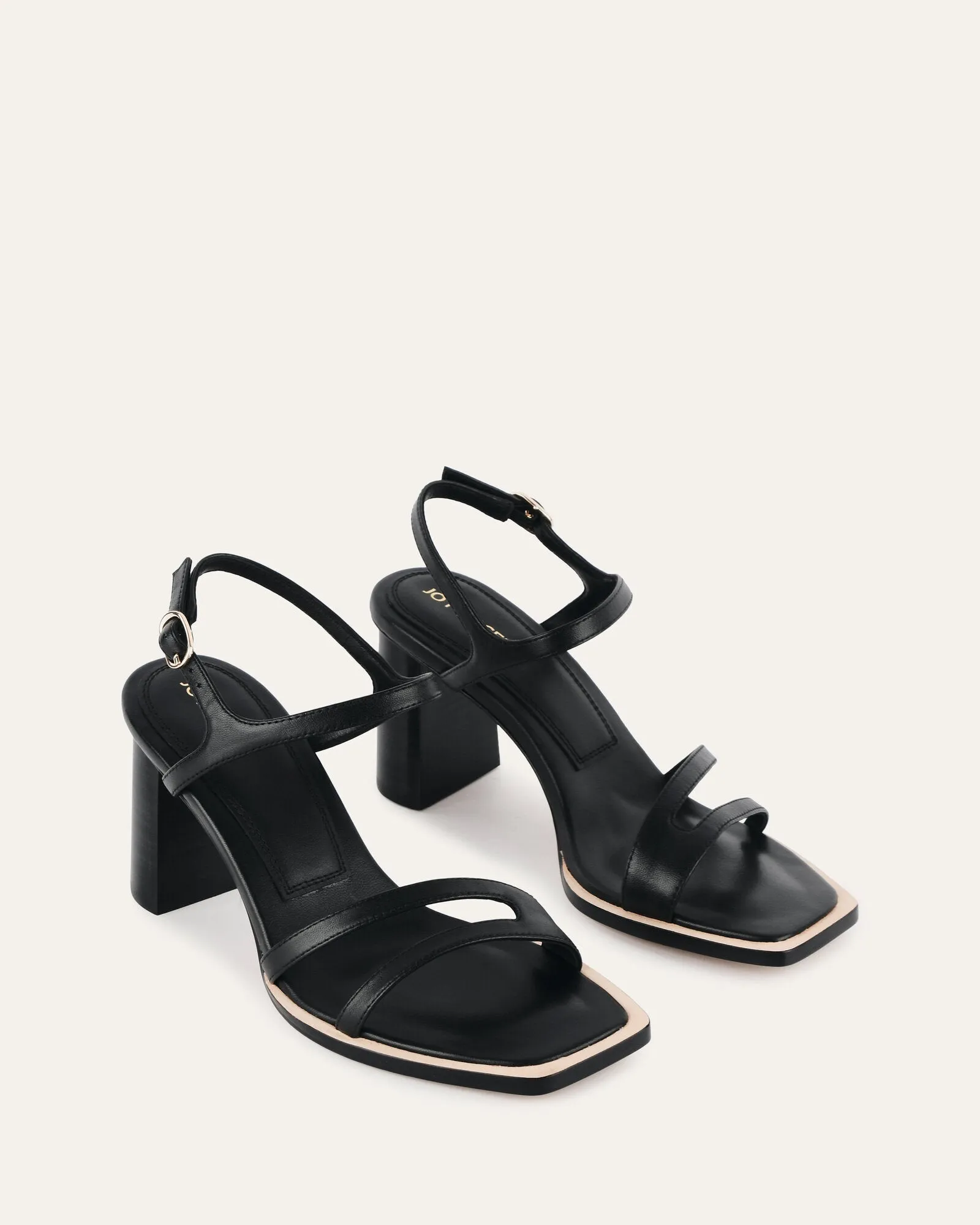 CASEY HIGH HEEL SANDAL BLACK LEATHER Jo Mercer