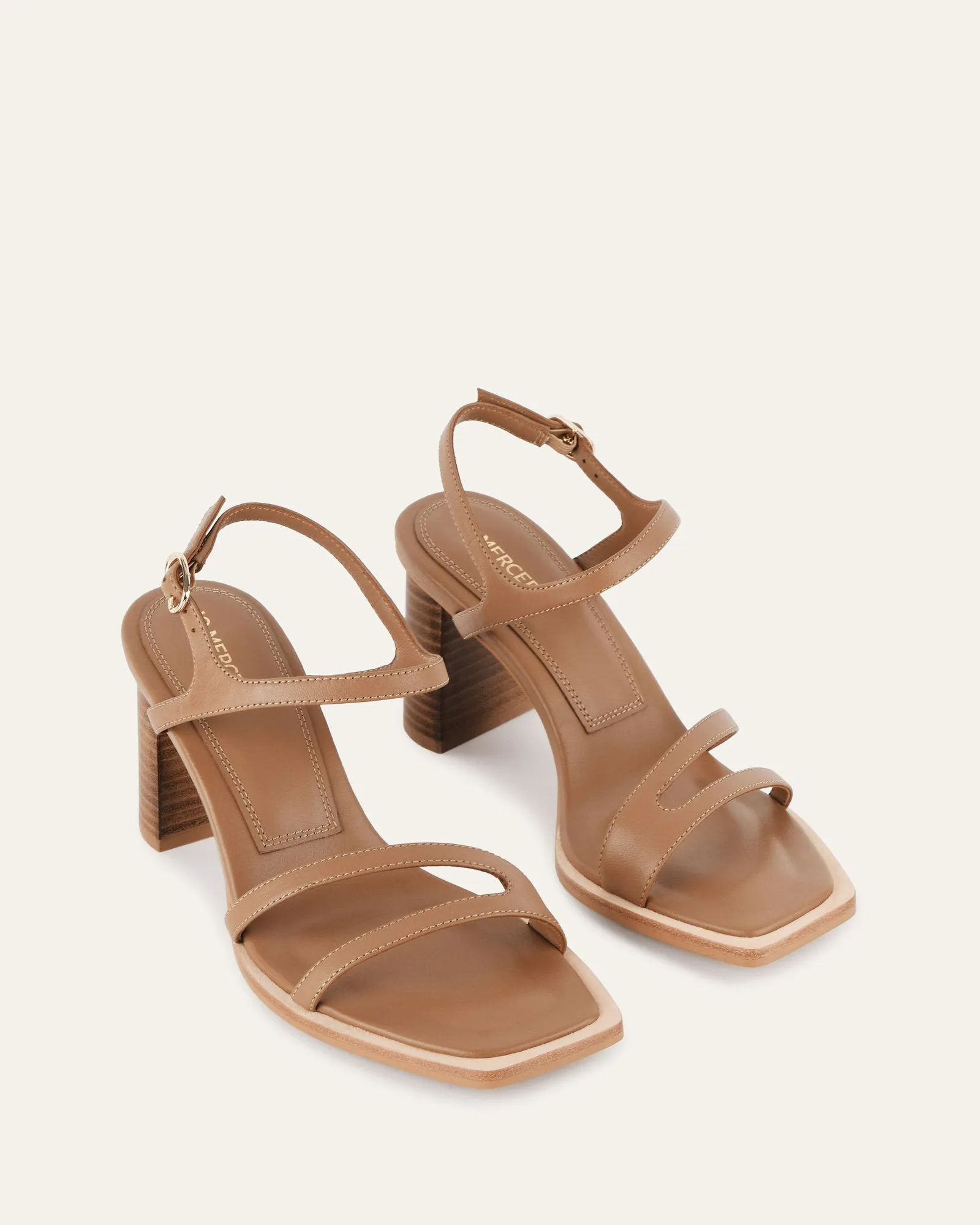 CASEY HIGH HEEL SANDAL TAN LEATHER Jo Mercer
