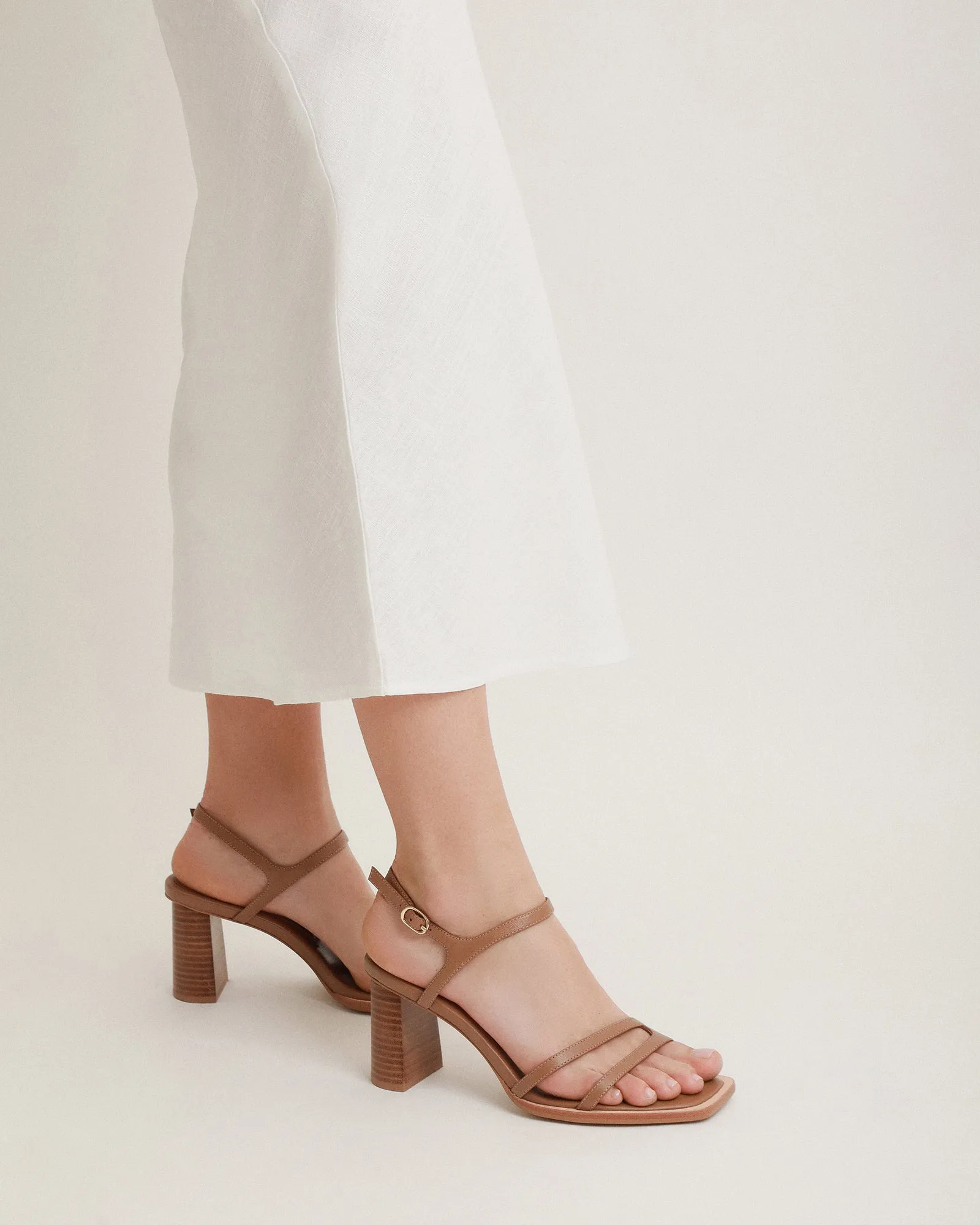 CASEY HIGH HEEL SANDAL TAN LEATHER Jo Mercer