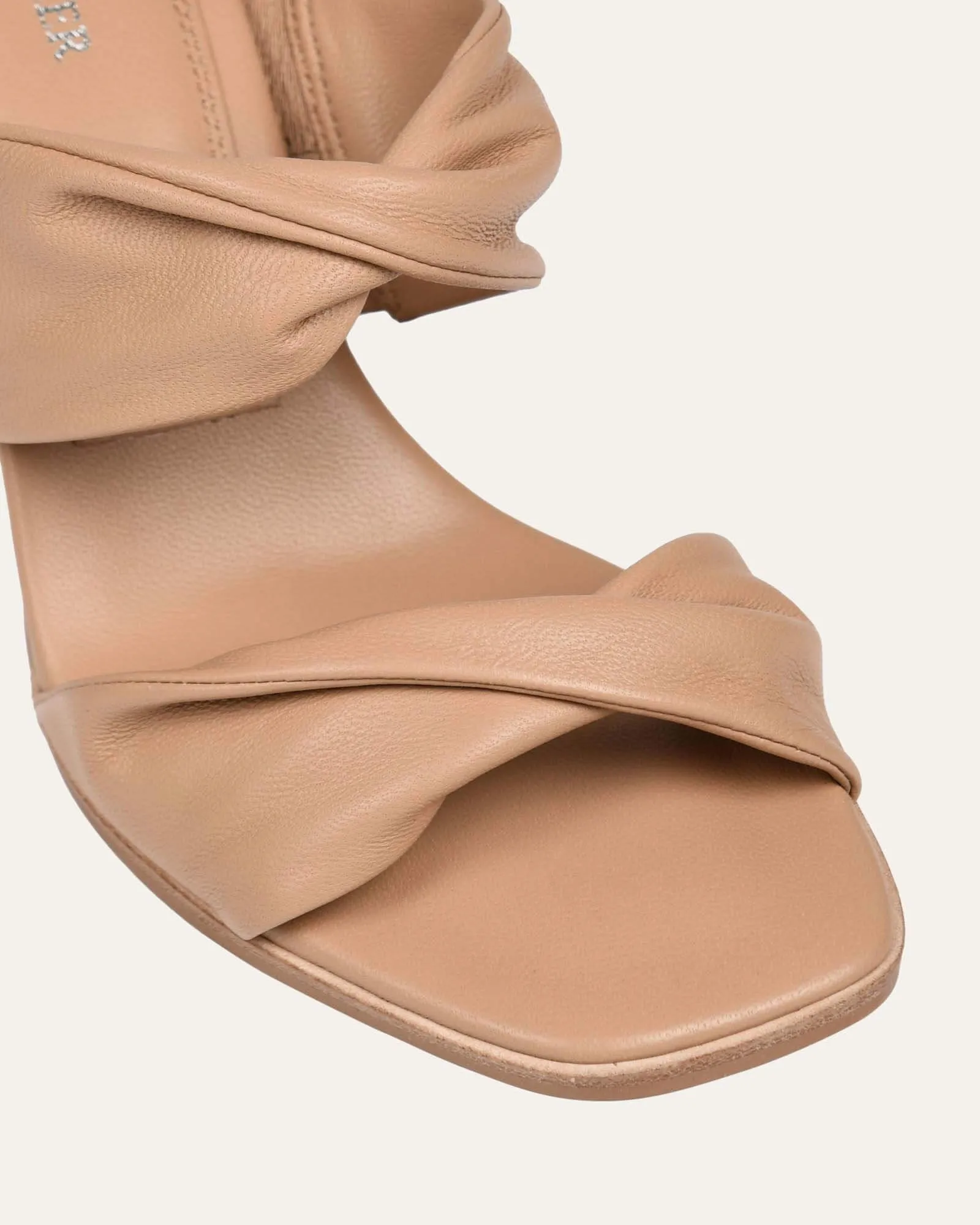 CAYLIE HIGH HEEL SANDALS BEIGE LEATHER Jo Mercer