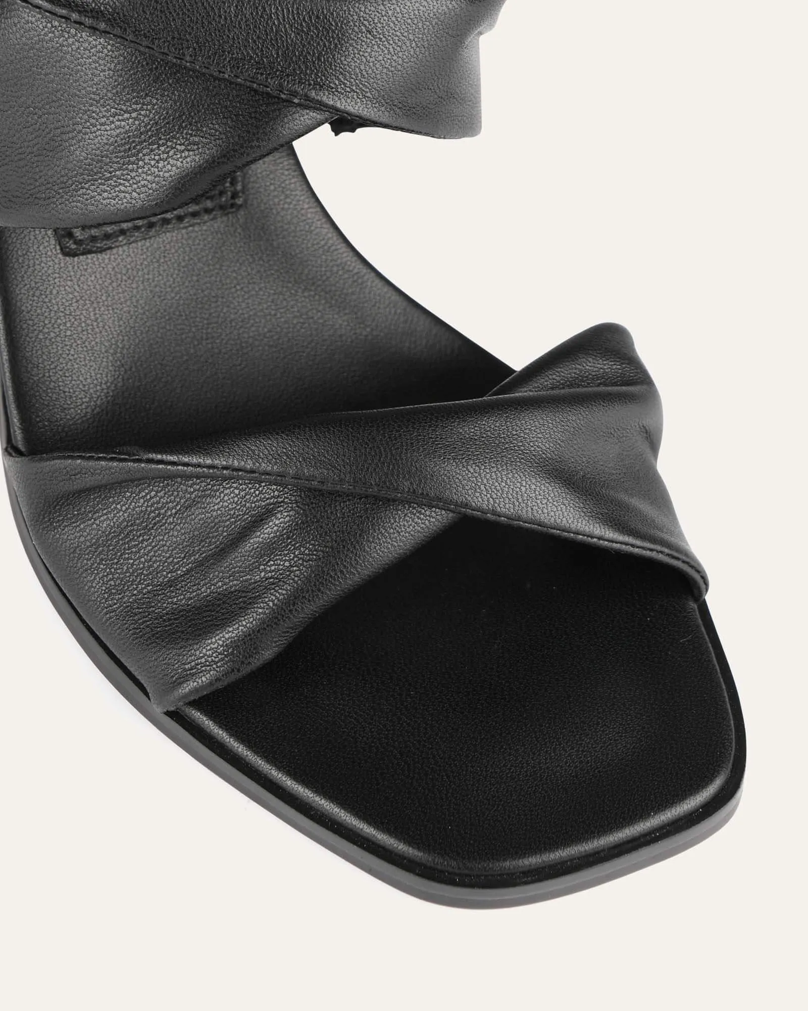 CAYLIE HIGH HEEL SANDALS BLACK LEATHER Jo Mercer