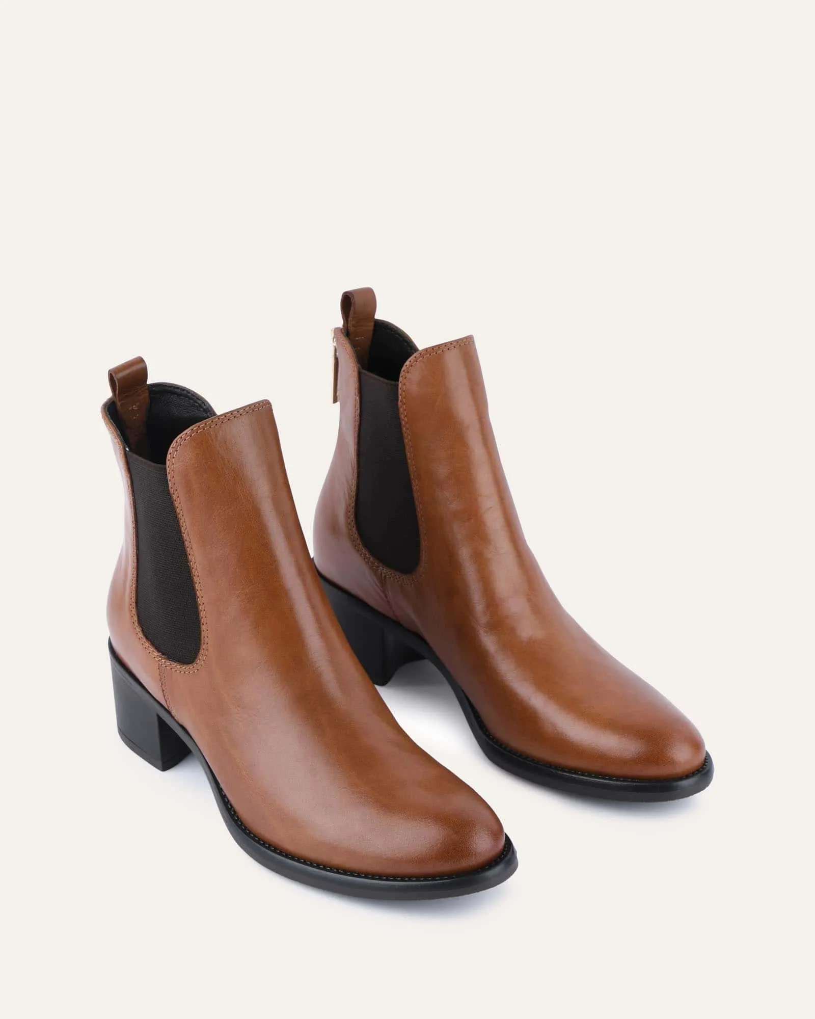 CLAIRE MID ANKLE BOOTS BRANDY LEATHER Jo Mercer